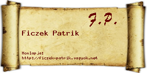 Ficzek Patrik névjegykártya
